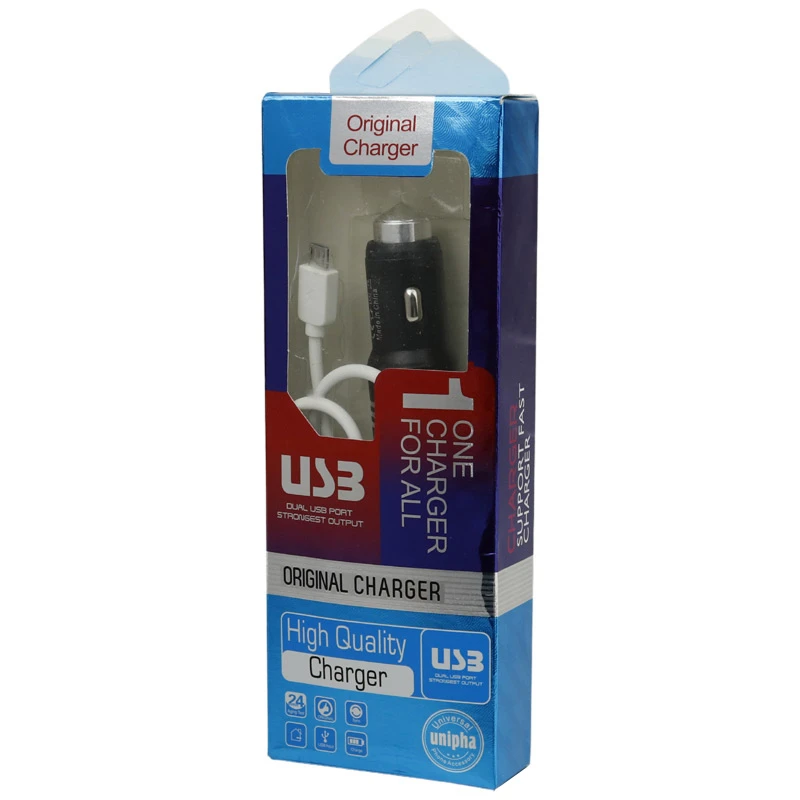 شارژر فندکی فست شارژ Universal Unipha A 3.1A + کابل میکرو یو اس بی