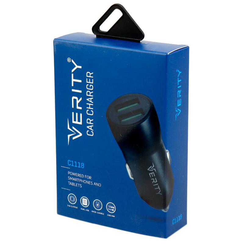 شارژر فندکی Verity C1118 2.4A 12W + کابل میکرو یو اس بی