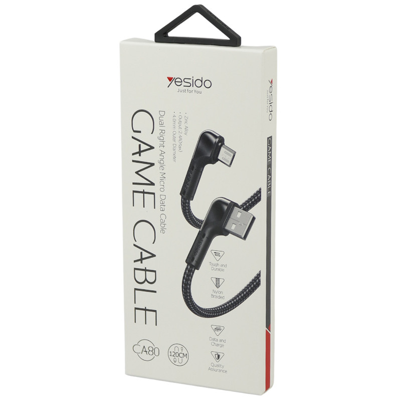 کابل میکرو یو اس بی فست شارژ Yesido CA80 2.4A 1.2m دو سر L