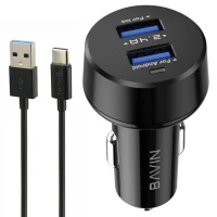 شارژر فندکی فست شارژ Bavin PC310 2.4A 12W + کابل تایپ سی