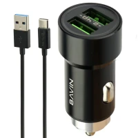 شارژر فندکی فست شارژ Bavin PC375 2.4A 12W + کابل تایپ سی