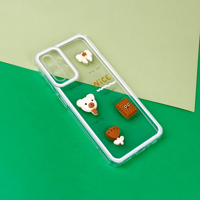 قاب عروسکی خرس بیسکویتی محافظ لنزدار Samsung Galaxy A13 4G