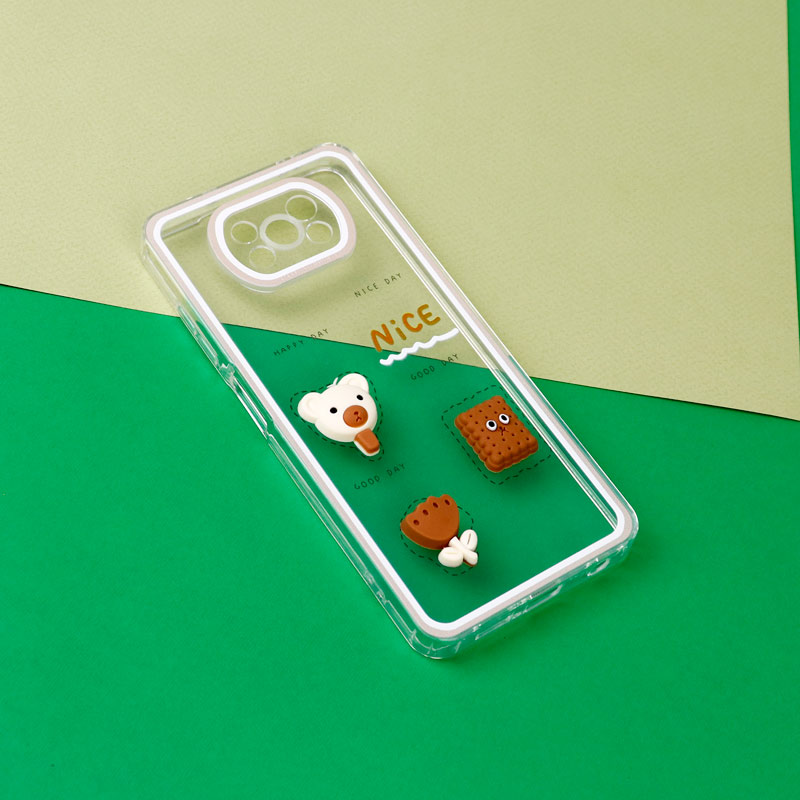 قاب عروسکی خرس بیسکویتی محافظ لنزدار Xiaomi poco X3