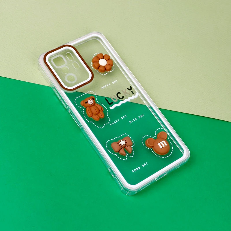 قاب عروسکی خرس بیسکویتی محافظ لنزدار Xiaomi poco X3 GT