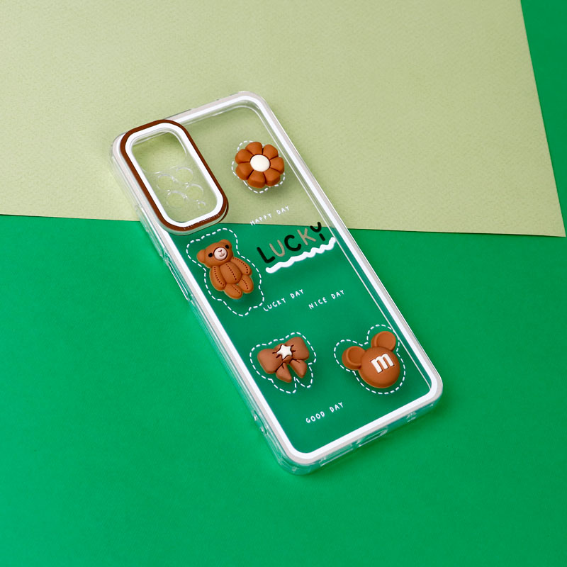 قاب عروسکی خرس بیسکویتی محافظ لنزدار Xiaomi Redmi Note 11 / 11S 4G