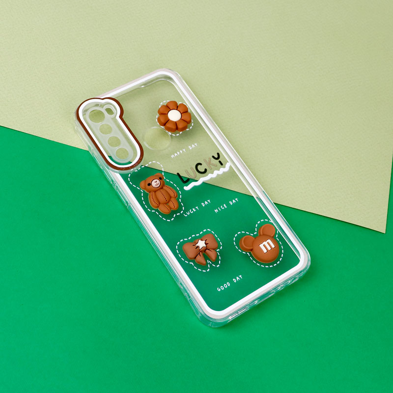 قاب عروسکی خرس بیسکویتی محافظ لنزدار Xiaomi Redmi Note 8