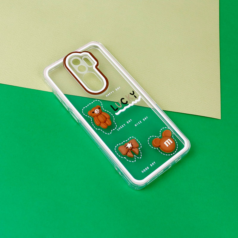 قاب عروسکی خرس بیسکویتی محافظ لنزدار Xiaomi Redmi Note 8 Pro