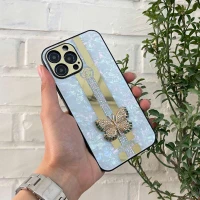 قاب طرح پروانه ای محافظ لنزدار برجسته iPhone 12 Pro Max سفید