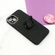 قاب چرمی داغی خورده Kaws محافظ لنزدار + هولدر انگشتی iPhone 13 مشکی