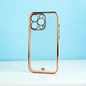 قاب ژله ای ساده دور رنگی محافظ لنزدار iPhone 13 Pro صورتی