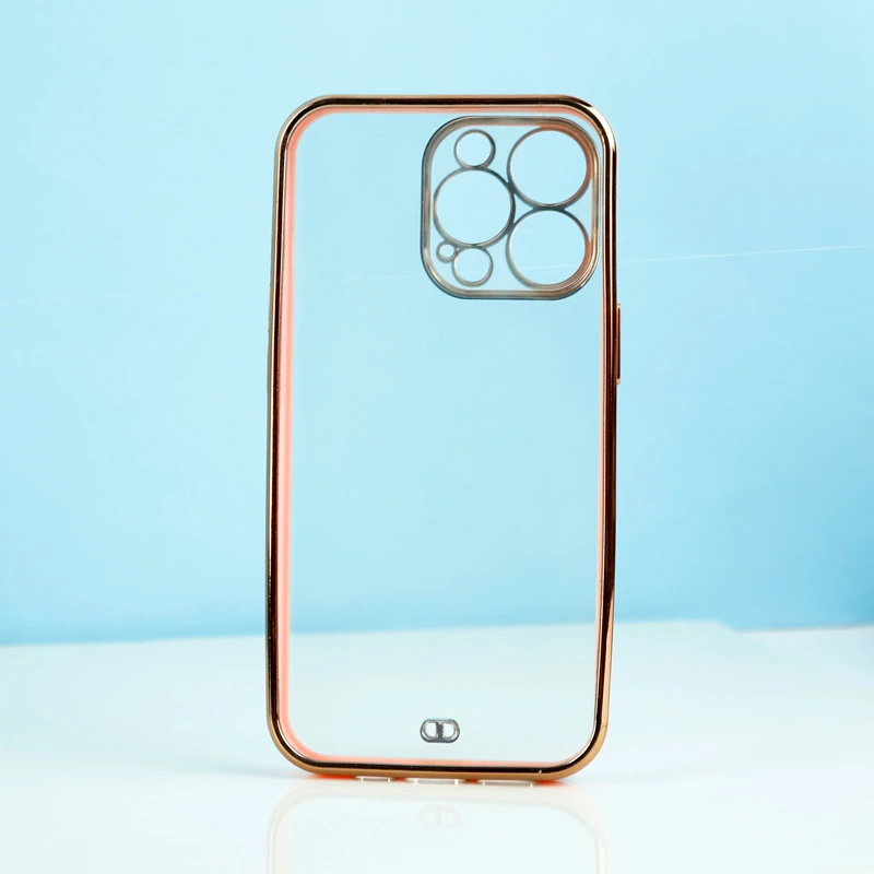 قاب ژله ای ساده دور رنگی محافظ لنزدار iPhone 13 Pro صورتی