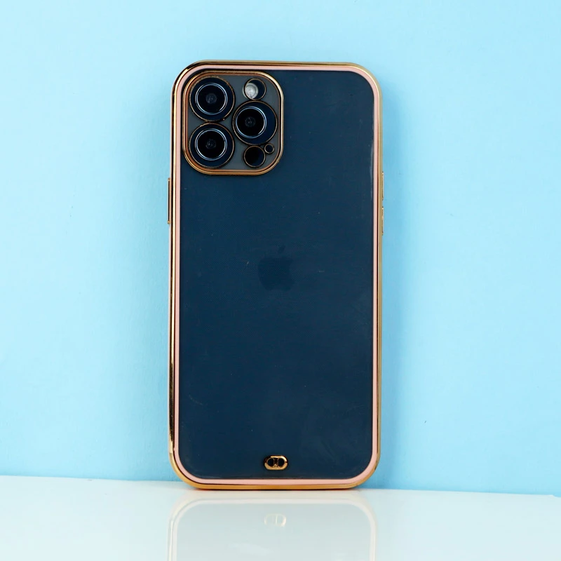 قاب ژله ای ساده دور رنگی محافظ لنزدار iPhone 13 Pro Max صورتی