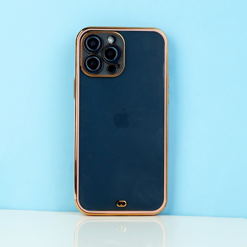 قاب ژله ای ساده دور رنگی محافظ لنزدار iPhone 13 Pro Max صورتی