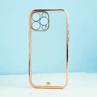 قاب ژله ای ساده دور رنگی محافظ لنزدار iPhone 13 Pro Max صورتی