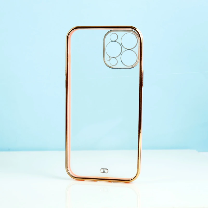 قاب ژله ای ساده دور رنگی محافظ لنزدار iPhone 13 Pro Max صورتی
