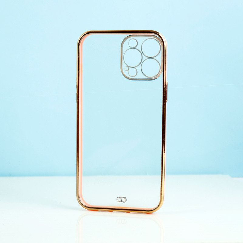 قاب ژله ای ساده دور رنگی محافظ لنزدار iPhone 13 Pro Max صورتی