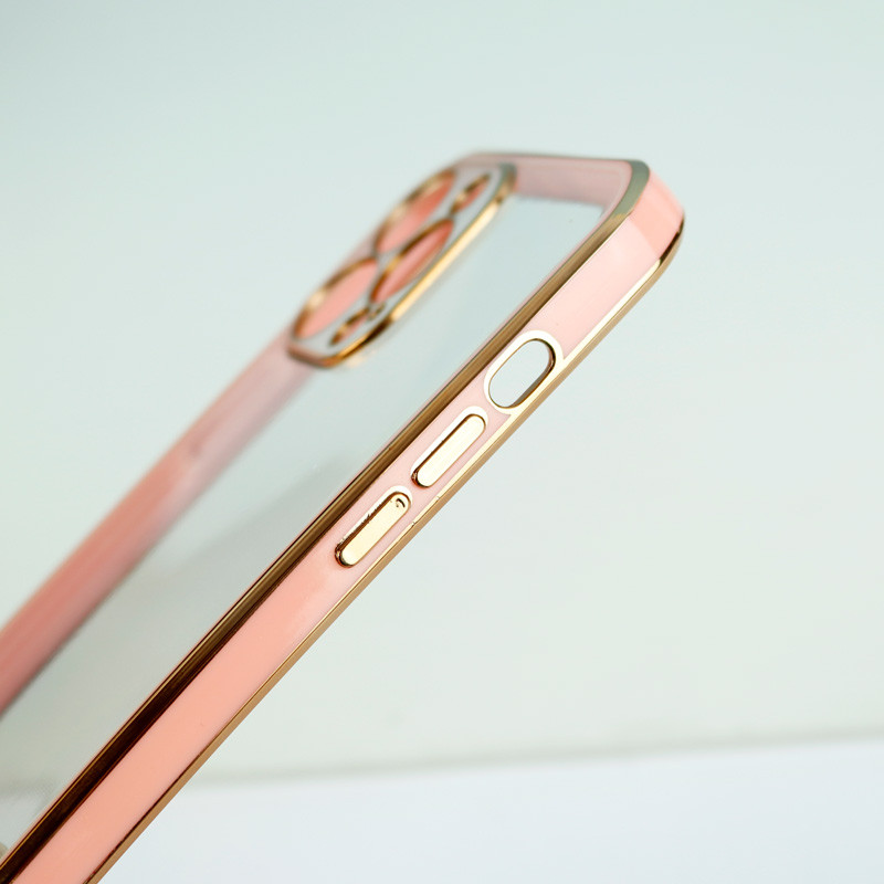 قاب ژله ای ساده دور رنگی محافظ لنزدار iPhone 13 Pro Max صورتی