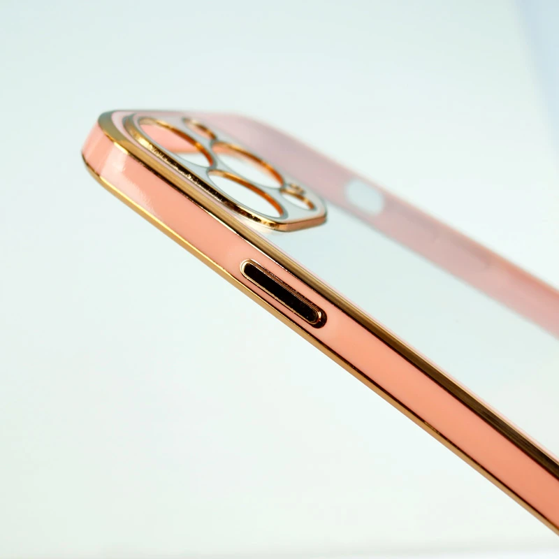 قاب ژله ای ساده دور رنگی محافظ لنزدار iPhone 13 Pro Max صورتی