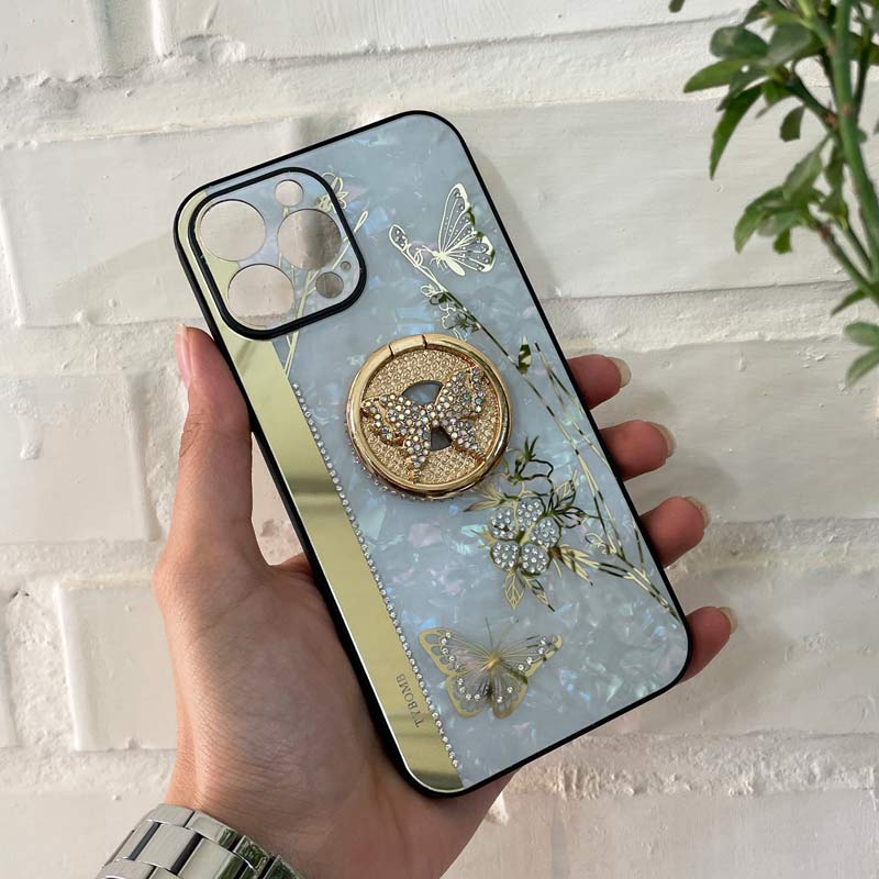 قاب طرح پروانه ای محافظ لنزدار برجسته پاپ سوکت دار iPhone 13 Pro Max