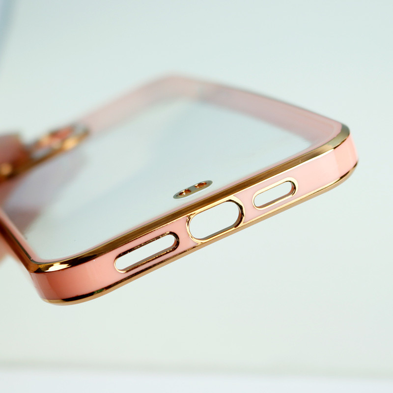 قاب ژله ای ساده دور رنگی محافظ لنزدار iPhone 13 Pro Max صورتی