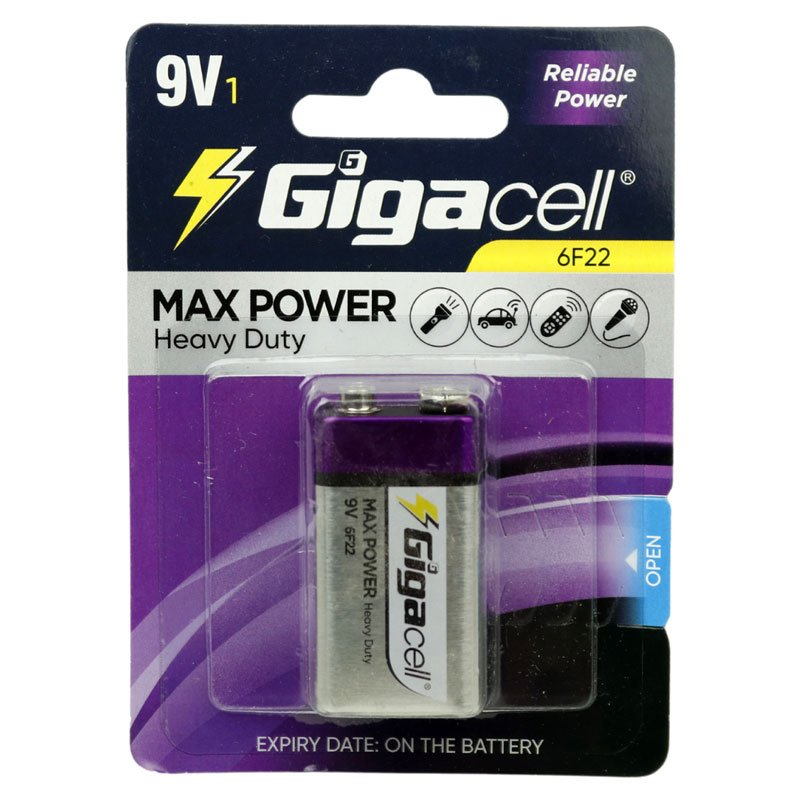 باتری کتابی Gigacell Max Power Heavy Duty 6F22 9V