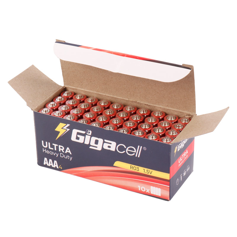 باتری چهارتایی نیم قلمی Gigacell Ultra Heavy Duty R03 1.5V AAA بسته 40 عددی شرینک