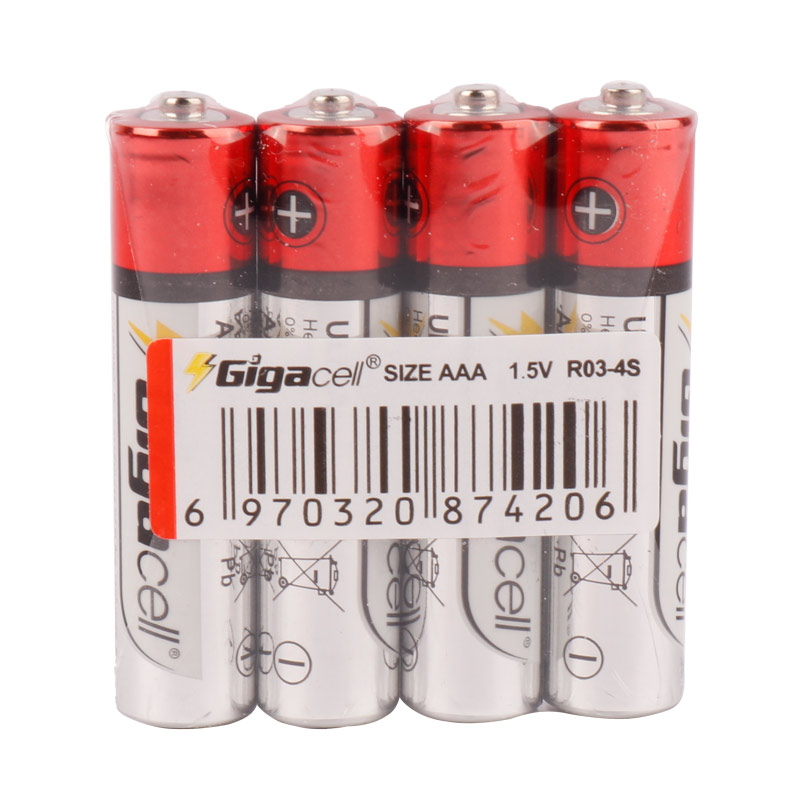 باتری چهارتایی نیم قلمی Gigacell Ultra Heavy Duty R03 1.5V AAA بسته 40 عددی شرینک