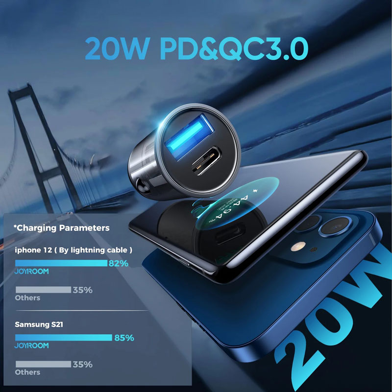 شارژر فندکی فست شارژ Joyroom C-A43 3A QC3.0 PD 20W