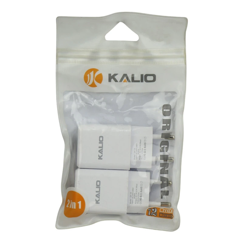 کلگی شارژ Kalio CH-10 2Port 2.1A 10.5W بسته 2 عددی شرینک