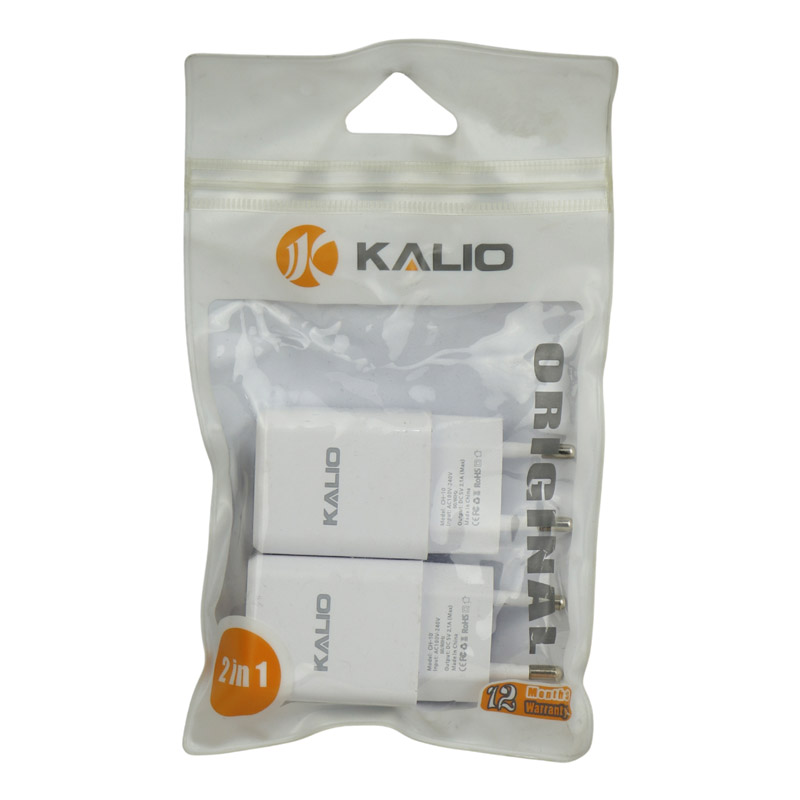 کلگی شارژ Kalio CH-10 2Port 2.1A 10.5W بسته 2 عددی شرینک