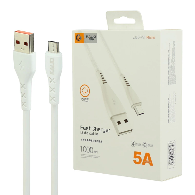 کابل میکرو یو اس بی فست شارژ 5 آمپر Kalio SJ10-V8 طول 1 متر