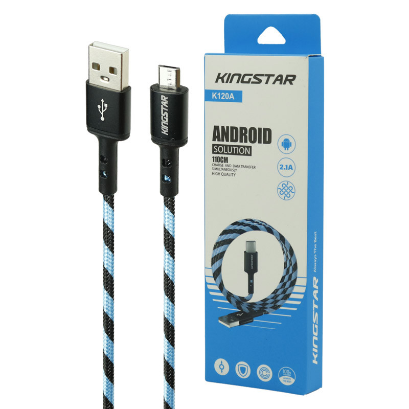کابل میکرو یو اس بی فست شارژ KingStar K120A 2.1A 1.1m