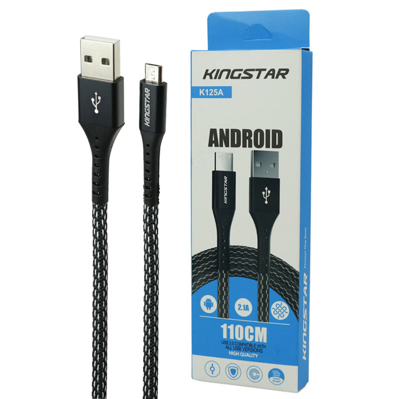کابل میکرو یو اس بی KingStar K125A 2.1A 1.1m