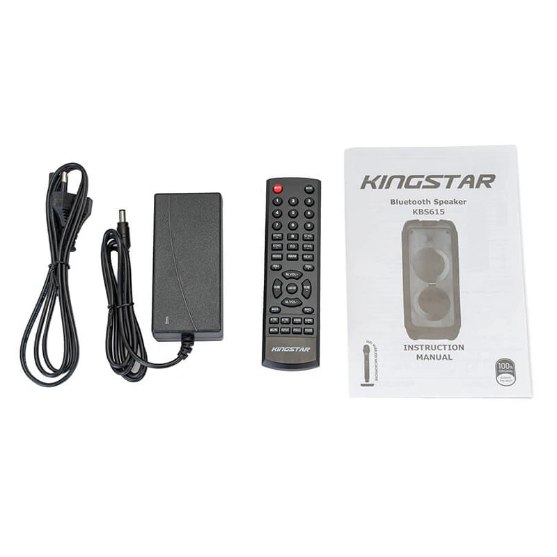 اسپیکر چمدانی بلوتوثی رم و فلش خور KingStar KBS615 + میکروفون و ریموت کنترل