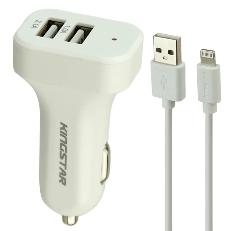 شارژر فندکی KingStar KC103i 2.1A + کابل آیفونی