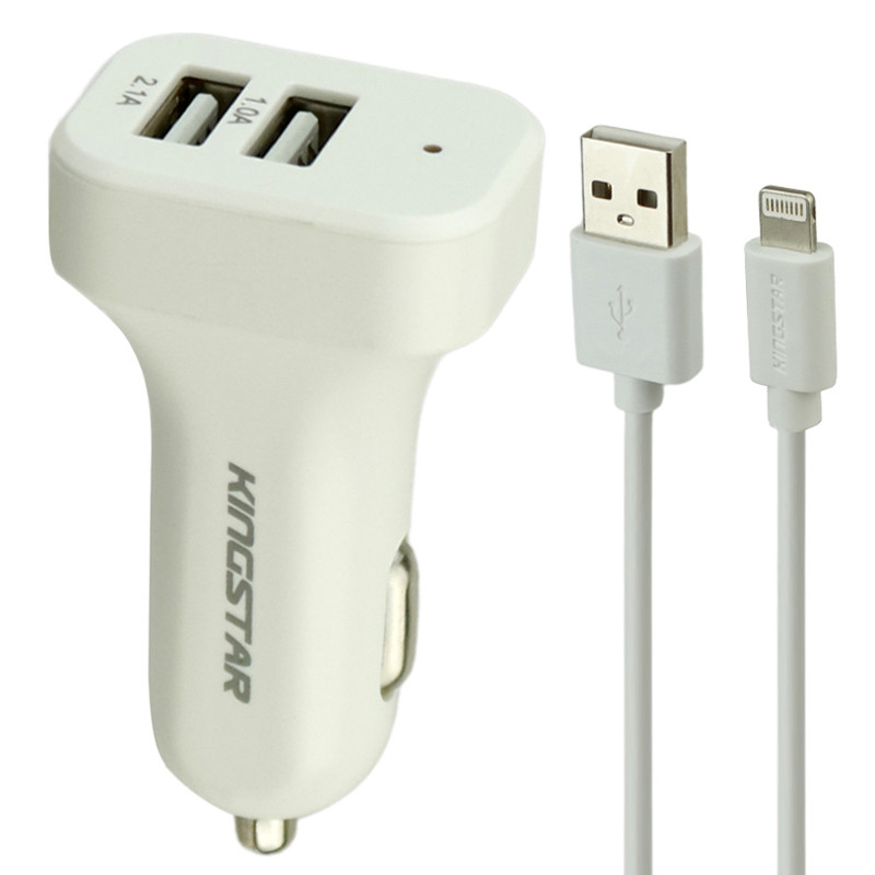 شارژر فندکی KingStar KC103i 2.1A + کابل آیفونی
