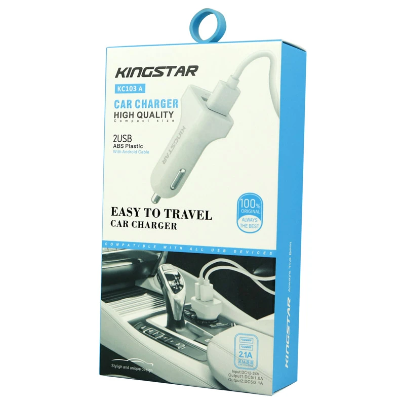 شارژر فندکی KingStar KC103A 2.1A + کابل میکرو یو اس بی