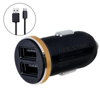 شارژر فندکی فست شارژ KingStar KC110A 2.1A 10.5W + کابل میکرو یو اس بی