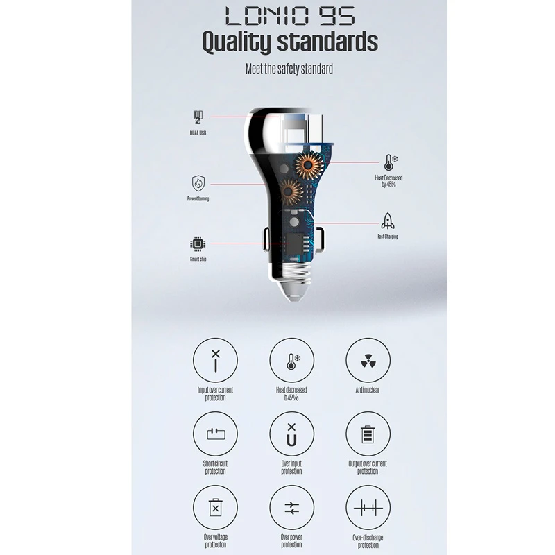 شارژر فندکی فست شارژ Ldnio C2 3A QC3.0 36W + کابل آیفونی