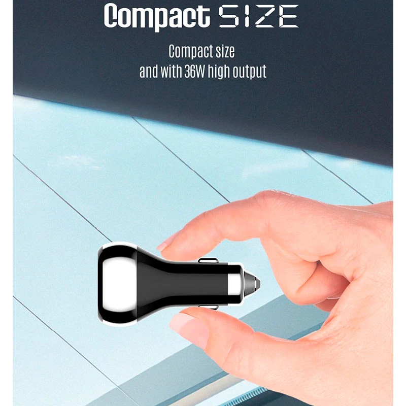 شارژر فندکی فست شارژ Ldnio C2 3A QC3.0 36W + کابل آیفونی