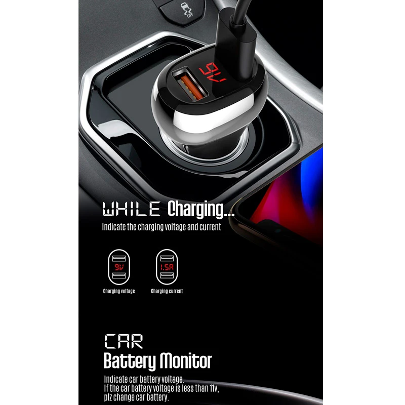 شارژر فندکی فست شارژ Ldnio C2 3A QC3.0 36W + کابل آیفونی