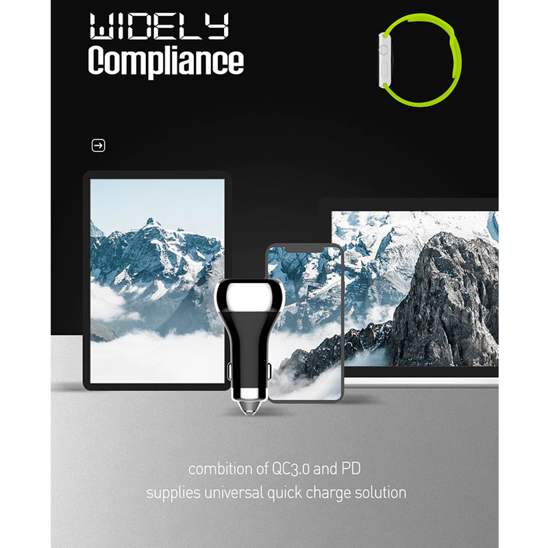شارژر فندکی فست شارژ Ldnio C2 3A QC3.0 PD 36W + کابل آیفونی
