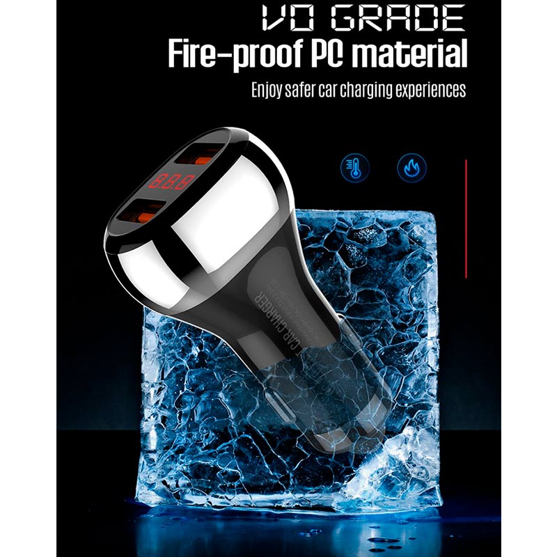 شارژر فندکی فست شارژ Ldnio C2 3A QC3.0 PD 36W + کابل آیفونی