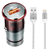 شارژر فندکی فست شارژ Ldnio C304Q 3A QC3.0 PD 18W + کابل آیفونی