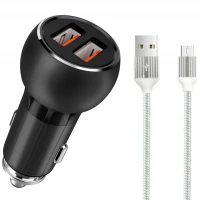 شارژر فندکی فست شارژ Ldnio C503Q 3A QC3.0 PD 36W + کابل میکرو یو اس بی