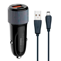 شارژر فندکی فست شارژ Ldnio C510Q 2.4A QC3.0 PD 38W + کابل تایپ سی