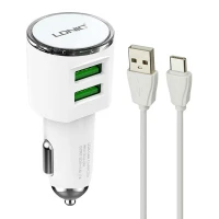 شارژر فندکی Ldnio DL-C29 3.4A 17W + کابل تایپ سی