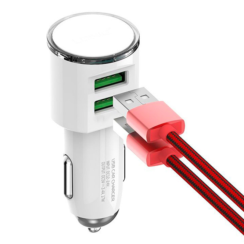 شارژر فندکی Ldnio DL-C29 3.4A 17W + کابل تایپ سی