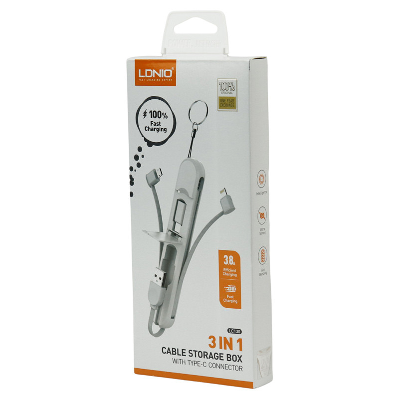 کابل 3 سر فست شارژ Ldnio LC130 3.8A 45cm