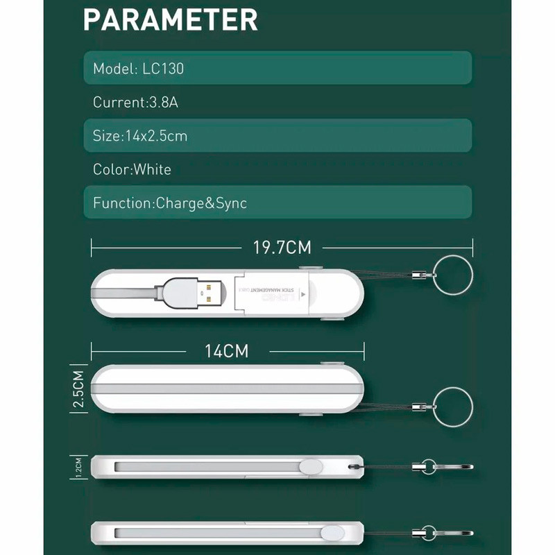 کابل 3 سر فست شارژ Ldnio LC130 3.8A 45cm